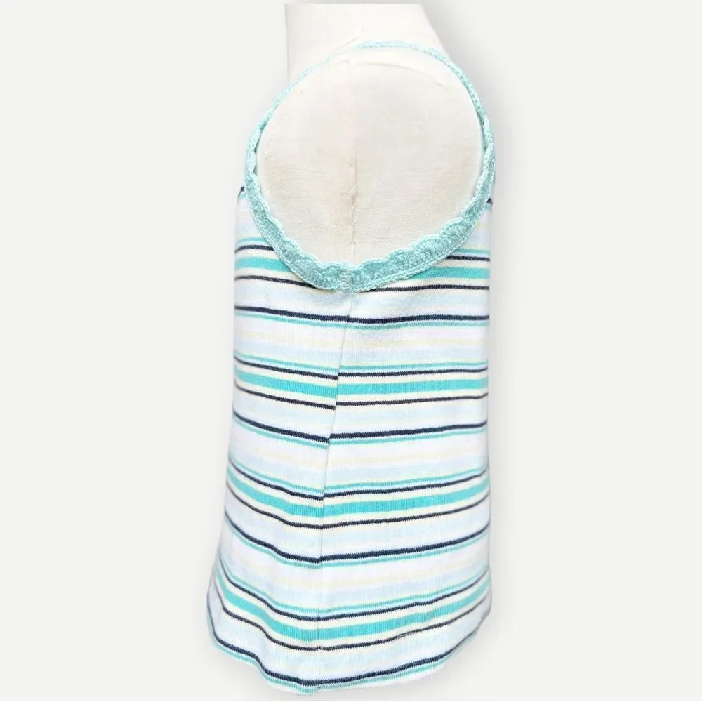 Old Navy Girls Toddler Kids Sleeveless Lace Trim Striped Cotton Tank Top. 4. 4T.